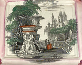 Staffordshire Sunderland Lusterware Wall Plaque Buildings Flowers Urns
