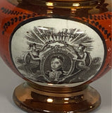 Historical Staffordshire Lafayette Surrender Cornwallis  Luster Creamer Red
