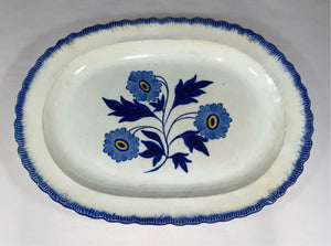 Staffordshire Pearlware Blue Edge Leeds Platter Floral