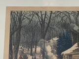 Original Currier & Ives Print Maple Sugaring Early Spring Old/New 50