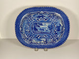Staffordshire Blue Transfer Quadruped Platter with Horses CB