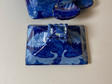 Historical Staffordshire Blue Sugar Bowl Boston Harbor CB