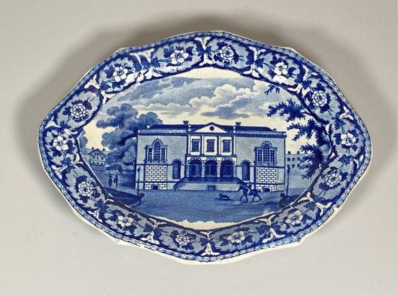 Historical Staffordshire Blue Charleston Exchange Tray