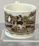 Staffordshire Brown Transfer Children’s Mug Mother and Child on Row Boat BB#135