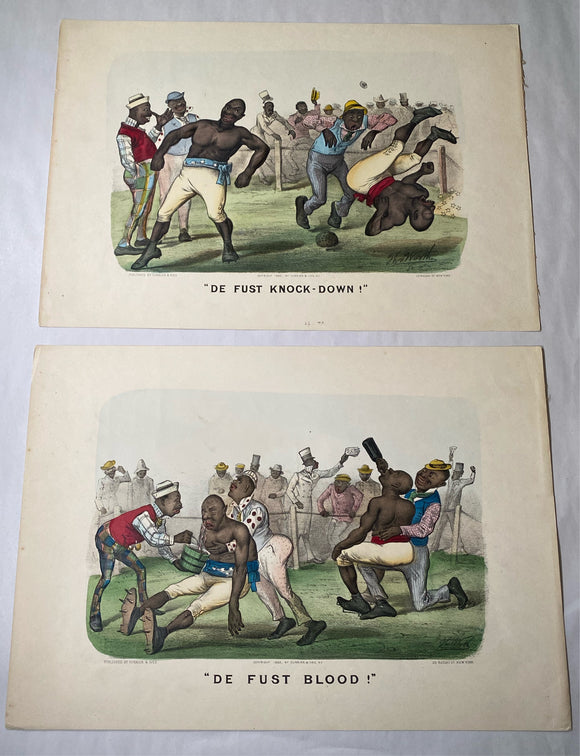 Original Currier & Ives Print Boxing Boxer Prints De Fust Knock Down Blood