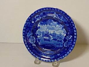 Historical Staffordshire Blue Plate Macdonough’s Victory 6 5/8” CB