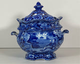 Historical Staffordshire Blue Lafayette At Franklin’s Tomb Sugar Bowl