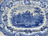 Staffordshire Light Blue Transfer Platter of India Domed Building With People on River Bank