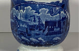 Historical Staffordshire Blue Custard Cup Landing of Lafayette At Castle Gardens