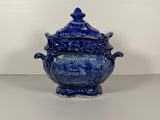 Historical Staffordshire Blue Macdonough’s Victory Sugar Bowl CB