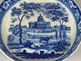 Historical Staffordshire Blue Boston State House Potato Bowl Scarce