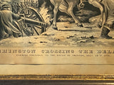 Original N. Currier & Ives Print Washington Crossing The Delaware