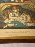 Original Currier Ives Print Mischievous Little Kittie