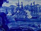 Historical Staffordshire Blue Plate in Macdonough’s Victory Pattern 8 1/2” CB