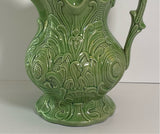 Staffordshire Green Glaze Large Molded Pitcher