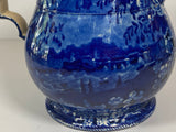 Historical Staffordshire Blue Large Pitcher Erie Canal Little Falls and Rochester RC