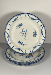 Staffordshire Blue Shell Edge Pearlware Dinner Plates Set of 4