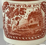 Staffordshire Pearlware Large Childs Mug For my Dear Boy with Cupid BB#48