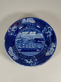Historical Staffordshire Blue Set of 6 Landing Of Lafayette At Castle Gardens 7 3/4” Plates