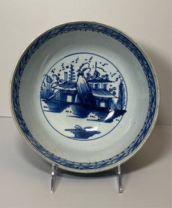 Staffordshire Pearlware Bowl With Floral Pagoda Chinoiserie Design