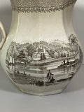 Historical Staffordshire Brown Transferware Pitcher Village of Cedars Canada