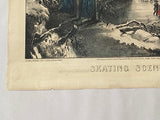 Original Currier & Ives Print Skating Scene Moonlight New Best 50 Small Folio