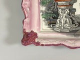 Staffordshire Sunderland Lusterware Wall Plaque Buildings Flowers Urns