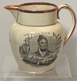Staffordshire Creamware Liverpool War Of 1812 Pitcher Commadore Bainbridge And Lawrence