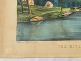 Original Currier & Ives Print The River Side