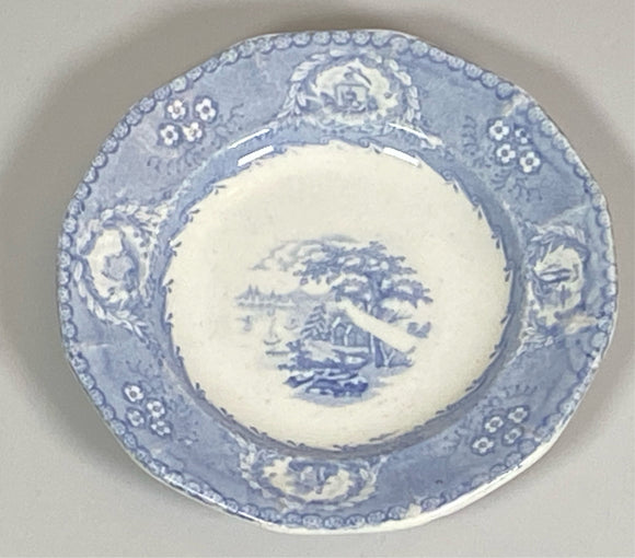 Historical Staffordshire Blue Cup Plate New York From Weehawk