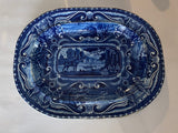 Historical Staffordshire Blue Quadruped Platter With Moose And Hunters CB