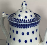 Staffordshire Flow Blue Amish Snowflake Coffee Pot