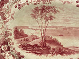 Historical Staffordshire Pink Transfer Platter Bay Of New York From Staten Island