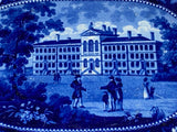 Historical Staffordshire Blue Platter AlmsHouse Boston
