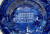 Historical Staffordshire Blue Soup Plate United States Hotel Philadelphia CAB