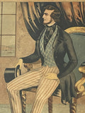 PB6 Original N. Currier & Ives Print “John” Red, White And Blue Striped Suit