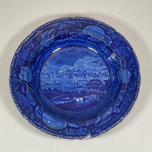 Historical Staffordshire Soup Plate View of Albany New York