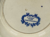 Historical Staffordshire Blue Transfer View Near Philadelphia Soup Plate