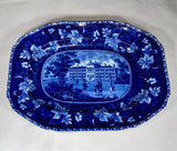 Historical Staffordshire Blue Platter AlmsHouse Boston