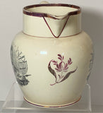 Staffordshire Creamware Liverpool War Of 1812 Pitcher Bainbridge And Gen. Brown