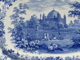 Staffordshire Light Blue Transfer Platter of India Domed Building With People on River Bank