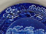 Historical Staffordshire Blue Dinner Plate Landing of Lafayette At Castle Gardens New York