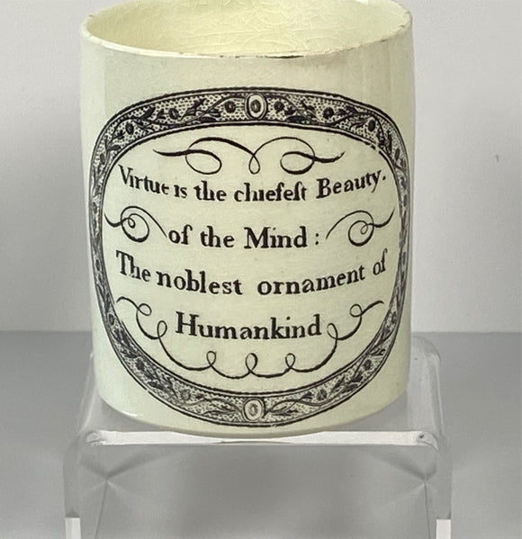 Staffordshire Creamware Children’s Mug Noblest Ornament of Humankind BB#89