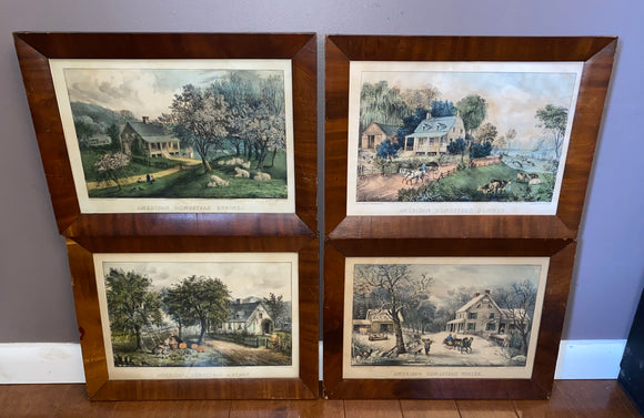 Original Set of Currier & Ives 4 Season Small Folio Prints Homestead