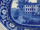 Historical Staffordshire Blue Platter Hospital Boston By Ridgway
