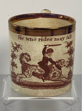 Staffordshire Creamware Children’s Mug He Who Ride May Fall BB#41