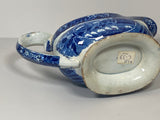 Historical Blue Staffordshire Landing Of Lafayette Sauce Boat Creamer