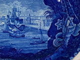 Historical Staffordshire Blue Platter View of Dublin By Wood
