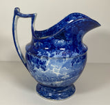 Historical Staffordshire Blue Wash Pitcher Views of The Erie Erie Canal RC