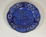 Historical Staffordshire Blue Soup Plate Pittsfield Elm Massachusetts